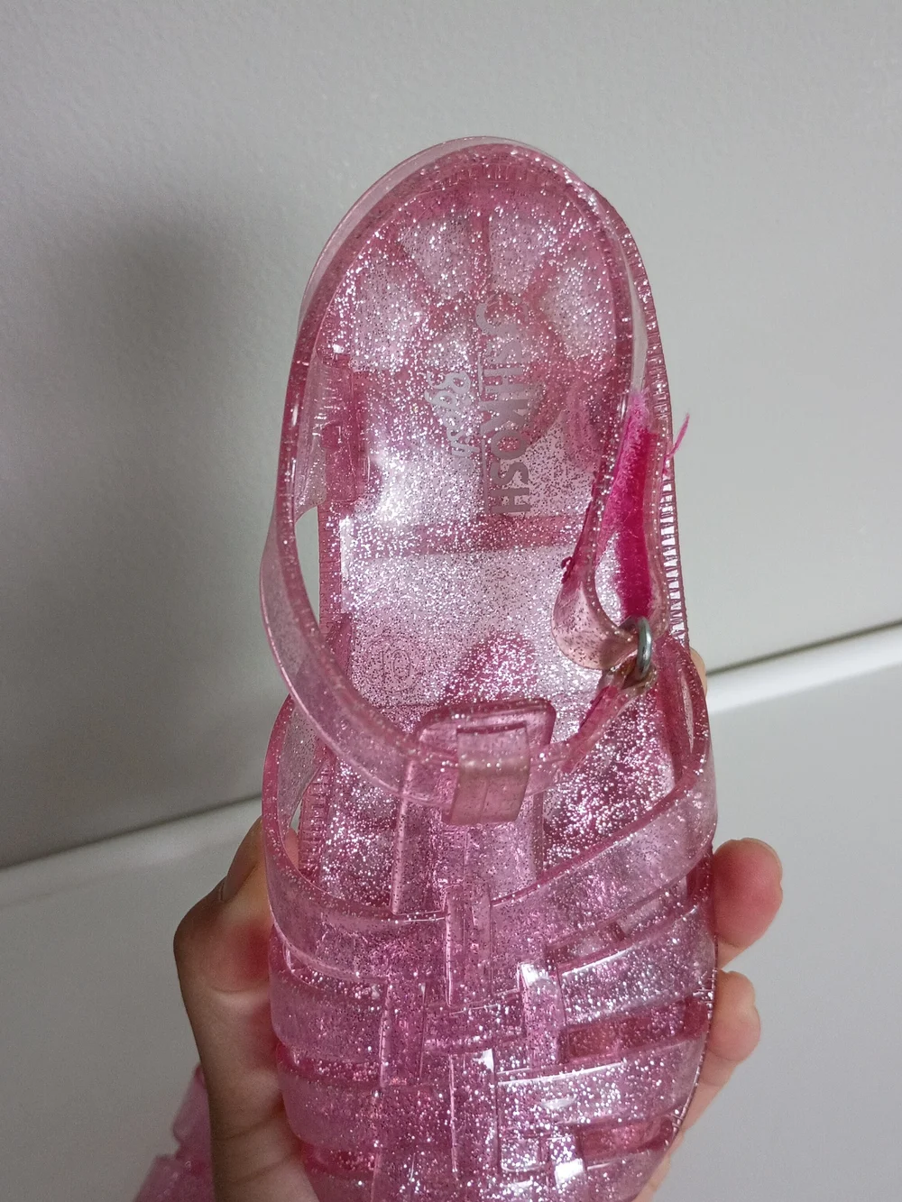 Kids Pink Glitter Jelly Sandals - Classic Strappy Style
